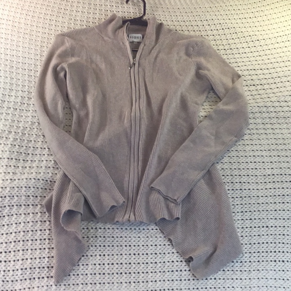 Sioni Taupe Ribbed Cardigan size large ptp 16